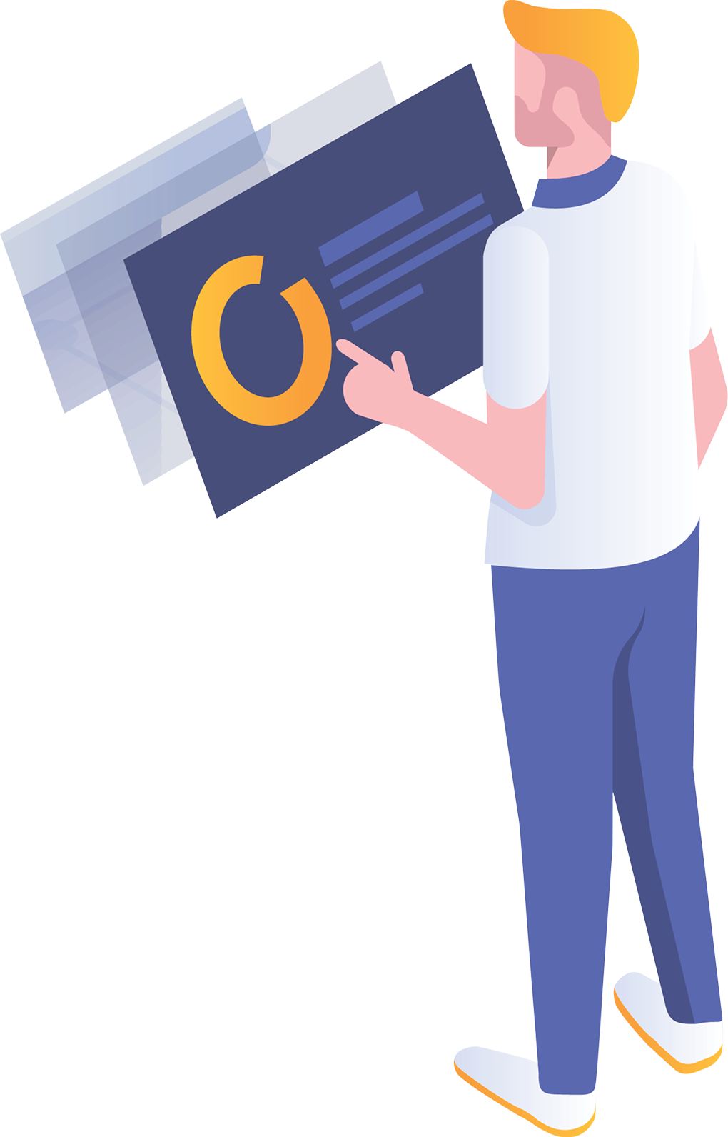 Analyst with data dashboard