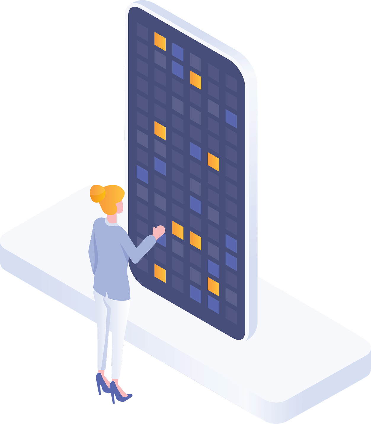 Lady interacting with fintech interface